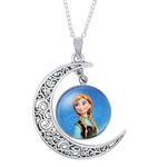 El Regalo Frozn Crescent Moon Ice Princess Ana El-sa Necklace for Kids/Girls (El-sa & Ana)