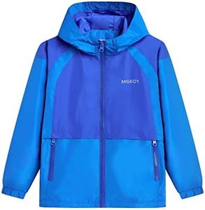 MGEOY Boys Rain Jacket Hood Lightweight Waterproof Raincoat Rain Coats for Kids Boy Blue Size 7-8