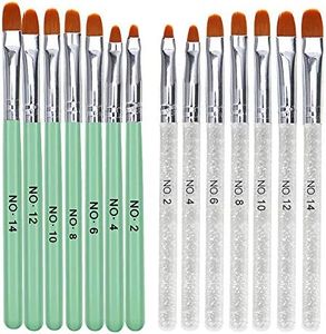 Mwoot 14 PCS Nail Painting Brush, Acrylic Nail Art Brush Set Nylon Hair Brush Pen Tool for Nail Art Design Painting Salon and DIY Purple