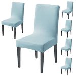 HOKIPO Dining Chair Covers Set of 6, 200 GSM Velvet, Sky Blue (AR-4735-SBLU*6)