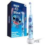 Oral-B iO Kids Rechargeable Electric Powered Toothbrush, Stitch with 1 Gentle Care Brush Head - Automatic Pressure Sensor to Protect Gums - 3 Cleaning Settings - 2 Min Music Timer - 28 Day Battery Life