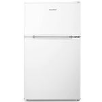 COMFEE' RCT87WH2(E) Under Counter Fridge Freezer, 87L Small Fridge Freezer with Light, Removable Shelves, Adjustable Thermostats, Reversible Doors,White