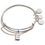 Alex and Ani Expandable Bangle for Women, Initials A to Z Letter Charms, Shiny Finish, 2 to 3.5 in, One Size, Non-Precious Metal