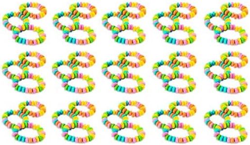 Stretchable Candy Bracelets - Bulk 48 pack of individually wrapped nostalgic candies - Easter, Party and Event Favor Supplies