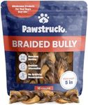 Pawstruck Natural 5” Braided Bully Sticks for Dogs - Tough Long Lasting, Rawhide Free, Low Odor, Healthy Single Ingredient Chew Treat for Aggressive Chewers - 10 Count - Packaging May Vary