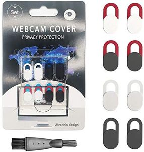 Copri Webcam,8 Pezzi Coperchio della Webcam, 0.7mm Camera Cover Ultra Sottile per Smartphone, Webcam Cover di Sicurezza con Pennello Pulito per La Vostra Privacy e Sicurezza
