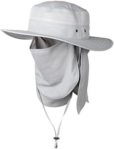 KANUT SPORTS Keya Fishing Boonie Hat with Wide Brim, Removable Face and Neck Flap, UPF 50+ Sun Hat for Men and Women (US, Alpha, Large, Light Grey)