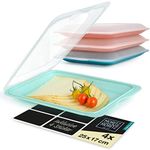 Moritz & Moritz set of 4 stackable sanwich boxes - meal prep containers reusable with lids for storing sausage, cheese and much more. - incl. board stickers for labelling (colourful)