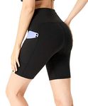 YUSHOW Cycling Shorts Women Hight Waist Yoga Shorts Butt Lifting Black Biker Shorts for Women Workout Gym Running Shorts Tummy Control Sports Shorts Leggings with Pockets