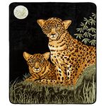 Clara Clark 71 by 87-Inch Micro Mink Animal Raschel Blanket, Twin, Midnight Tiger