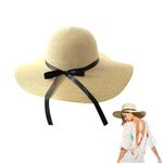 UILYNIU Womens Wide Brim Straw Hat, Womens Sun Straw Hat Wide Brim, Summer Beach Hats for Women, Sun Hats, Ladies Womens Adjustable Sun Hat, Foldable Packable Straw Beach Hat (Khaki)