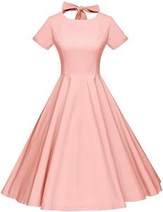 GownTown Womens 1950s Vintage Retro Party Swing Pocket Rockabillty Stretchy Dress Pink