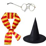 Kaku Fancy Dresses Harry Magician Accessories-Set for Kids | Wand, Specs, Scarf With Hat for Halloween Theme Costume