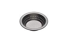 MasterClass KCMCCB73 Crusty Bake 10 cm Perforated Pie Dish with PFOA Non Stick, Robust 1 mm Carbon Steel, 4 Inch Round Individual Tin, Black