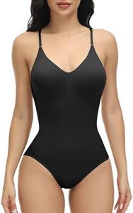 Shapewear Bodysuit,Bodysuit for Women,Tummy Control Bodysuit Seamless Sculpting Snatched Waist Body Suit Thong or Brief (Black, S)