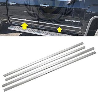 LJ International Quality Accessories Triple Chrome Plated Side Molding Belt Trims for Chevrolet Silverado+GMC Sierra