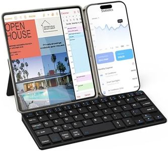 Doohoeek Mini Clavier Portable pour iPhone, iPad, Tablette Android, AZERTY Clavier Universel Double Bluetooth avec Support pivotant Librement pour Android, Windows et iOS
