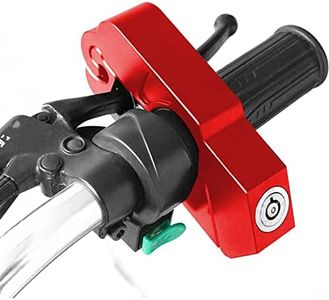 Universal Motorcycle Lock, Front Brake and Clutch Locks for Dirt Bike, Security Lock Motorcycle Handlebar Lock Anti Theft Grip Lock for Moped Scooter Motorbike, ATV, Red