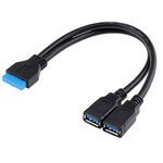 chenyang USB 3.0 Front Panel Header 19/20Pin 1 Male to 2 USB 3.0 Female Y Splitter Mainboard Header Port Extension Cable Adapter 20CM