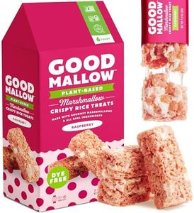 GoodMallow Vegan Rice Crispy Treats Individually Wrapped Box of 6, Kosher Vegan Snacks, Gluten Free Dairy Free Snacks for Kids & Adults - Healthy Sweets Made with Gourmet Marshmallows (Raspberry)