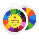 Kioiner 13 Colors Washable Ink Pad for Kids, 7 inch Round Rainbow Ink Pad, 13 Bright Colors Craft Ink Stamps Pad, Non Toxic DIY Finger Painting Ink Pads for Scrapbooking Stamps Letters Diary Album Card Making Finger Painting Children's Drawings