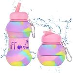 FunBlast Silicone Sipper Bottle for Kids - 550 ML Foldable Water Bottle, Expandable Sipper Water Bottle for Home, Office, Gym, Trekking, Fancy Stylish Water Bottle Girls, Boys (Pink)