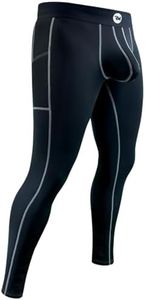 RM Real Men D Pouch Compression Pants Men, Mens Leggings, Yoga Pants, Tights, Base Layer Men Cold Weather, Black, Medium