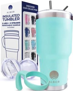 ALBOR 30 oz Insulated Coffee Tumbler With Lid and Straw, Insulated Water Bottle, Stainless Steel Tumbler, Leak Proof Water Bottle, Travel Coffee Mug (Mint, 30 oz)