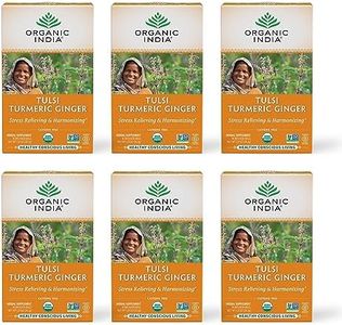 ORGANIC INDIA Tulsi Turmeric Ginger Herbal Tea, 18 Infusion Bags, 6 Pack