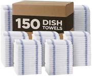 Dish Towels 150 Pack Blue Stripe 100% Cotton Kitchen Towel 15x25 Inch Tea Towels, Dish Cloths for Washing Dishes, Kitchen Rags for Drying Dishes