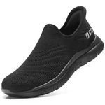 STQ Women's Walking Shoes with Arch Support Hands Free Lightweight Slip on Sneakers Women Memory Foam Workout Shoes All Black Size 7