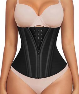 SHAPERX Waist Trainer for Women Underbust Tummy Control Waist Cincher Corset Hourglass Body Shaper Zipper and Hooks, SZ7310-Black-M