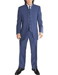 Frank Men's Suit Chinese Style Stand Collar 3 Pieces Wedding Suit Blue