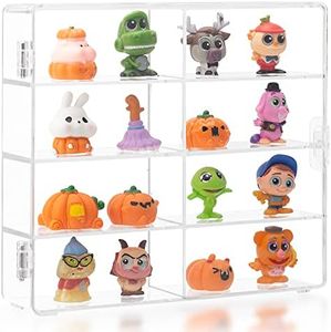 JOYMOMO Clear Acrylic Display Case 8 Compartments Storage Box Cabinet Organizer for Mini Toys, Collections and Stone