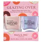 Nails.INC Glazing Over Nail Polish Duo, Long Lasting Glossy Nail Color, Cruelty Free, Vegan, Includes Glazy For You and Donut Give Up