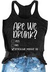 Womens Drinking Casual Racerback Tank Tops Am I Drunk Funny Bachelorette Letter Graphic Sleeveless T Shirt Vest Tee… (Large, Dark Grey)