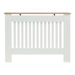 Panana Radiator Cover, Traditional Wood Grill Design MDF Wood Cabinet Radiator Covers, White with Wood top (M)