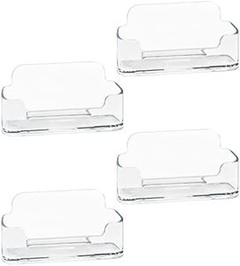 4 Pack Business Card Holder for Desk, Clear Acrylic Plastic Business Cards Display Holders Stand, Fits 30-50 Business Cards