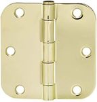 Amazon Basics Rounded 3.5 Inch x 3.5 Inch Door Hinges, 18 Pack, Polished Brass