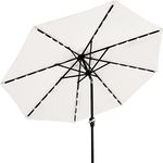 MASTERCANOPY Patio Umbrella with 32 Solar LED Lights for Outdoor Market Table -8 Ribs(9ft,Light Beige)