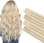 DOORES Tape in Human Hair Extensions, Dark Blonde Highlighted Bleach Blonde 10 Injection Tape ins with 10 Classic Tape ins 50g 20 Inch, Injected Tape in Extensions Straight