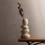 Glimpse Homes Pebble Vase | Ceramic Flower Vase | 11 inch | Whitestone (Ivory, Off-White)