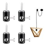 4pcs Swag Hook for Ceiling Hanging Light, Pendant Light Swag Hook Fabric Wire Iron Cable Fixture with Screws Pin Modern DIY Lamp Hanging Chandelier Swag Hook Replacement