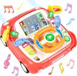 BLiSS HUES Light & Musical Steering Wheel Toy for Toddlers 1-3 Years -Simulation Driving Car Toy- Fine Motor Skills Toy- Early Education Birthday Gifts for Kids (Pink)