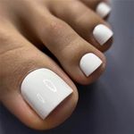 French False Toenails - Pure White Fake Toe Nail - Stick on Toenails with Nail Glue - Acrylic Press on Toenails - Spring Summer Seaside Toe Nail Extensions for Women Girls