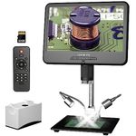 LINKMICRO LM210 10.1'' LCD Digital Microscope for Soldering, 260X Coin Microscope with Screen Full View Coins, Soldering Microscope Camera for Adults Electronics Repair, [12'' Microscope Stand] 32G