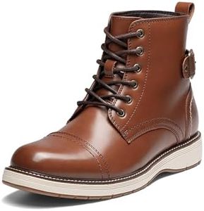Bruno Marc Men's Motorcycle Combat Boots Lace-Up Casual Dress Biker Boot,Size 9,Brown,BMUMAB2509
