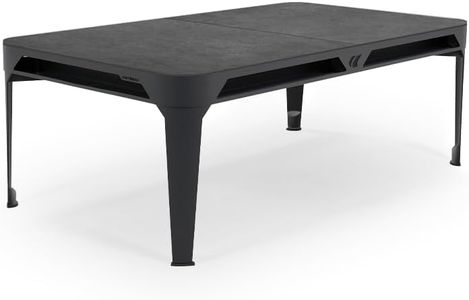 CORNILLEAU - Hyphen Outdoor - Outdoor Pool Table Convertible into a Dining Table, Weatherproof, Made in France - Black Frame - Dark Grey Cloth - Pockets Dark Grey - Dinner Tops: Black Mineral Decor