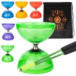Jumbo Hurricane Pro Triple Bearing Clutch Diabolo Set with Aluminium 'Metal' Sticks, Diabolo String and Cascade Carry Bag (Green with Green Handsticks)