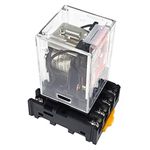 MK2P-I DC 12V Coil 8 Pin 2NO 2NC DPDT Power Relay & Plug-in Terminal Socket Base DC 12V Electromagnetic Relay(Quality Warranty 1 Years) MK2P-I